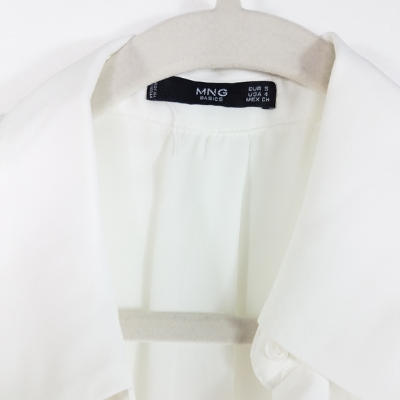 Mango Off White Flowy Button Up Shirt Size 4 - Picture 8 of 15